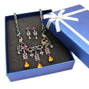 Crystal Color Rose Amethyst Orange Earring Necklace Set - Come4Buy eShop