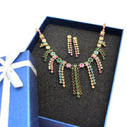 Tassel Colorful Crystals Lady Anting-Anting Kalung Set - Come4Buy eShop