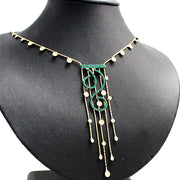 Conxunto de colar bañado en ouro de pendentes de cristal de circonita verde - Come4Buy eShop