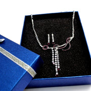 Elegant bryllupsfest fødselsdagsfest Violet Crystal Necklace Earring Set - Come4Buy eShop