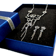 Conxunto de colar de borlas de prata e cristal de flores enormes - Come4Buy eShop
