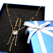 Heart Topaz Crystal Earring Tassel Necklace Set - Come4Buy eShop