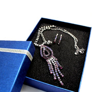 Set di collana con orecchini di cristallo a goccia di ametista viola - Come4Buy eShop