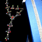 Nuovo insieme della collana dell'orecchino d'argento del mini fiore di cristallo multicolore - Come4Buy eShop