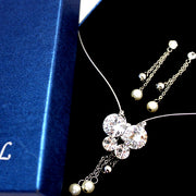 Conxunto de colar de pendentes de bolboreta de cristal de boa perla - Come4Buy eShop