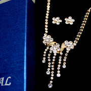 Flower Crystal Gold Plating Earring Necklace Set - Come4Buy eShop