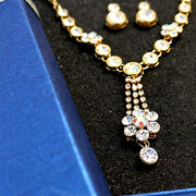 Trendy Crystal Flower Earring Gold Necklace Set - Come4Buy eShop