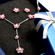 Natural Light Rose Flower Crystal Necklace Set - Come4Buy eShop