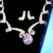 Elegant Violet Teardrop Crystal Earring Necklace Set - Come4Buy eShop