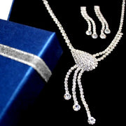 Wedding Taerdrop Crystal Tassel Necklace Earring Set - Come4Buy eShop