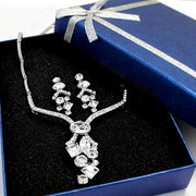 Oval Square Round Crystal with Gift Box Earring Plating Necklace Set - Come4Buy eShop