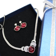 Simple Siam Crystal with Earring Necklace Set - Come4Buy eShop