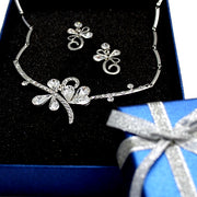 Four-leafed Clover Teardrop Crystal Necklace Set - Come4Buy eShop