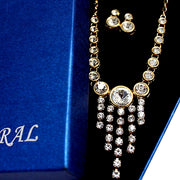Goldener Kreis Kristall mit Ohrring Quaste Halskette Set - Come4Buy eShop