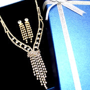 Modish Twisted Tassel Crystal Gold Necklace Set - Come4Buy eShop