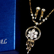 Conjunto de collar de cristal de flor circular de oro refinado - Come4Buy eShop