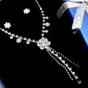 Causal Flower Crystal Earring Good Tassel Necklace Set - Come4Buy eShop
