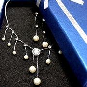 Krystal og imiteret perle kvast halskæde sæt - Come4Buy eShop