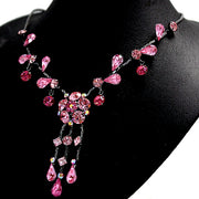 Rose Flower Water-drop Crystal Necklace Earring Set - Come4Buy eShop