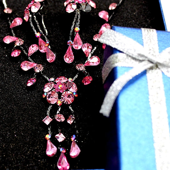 Fashion Elegant Magenta Topaz Austrian Crystal Necklace and Earrings Set -  Walmart.com