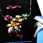 Makukulay na Flowering Plant Crystal Necklace Set - Come4Buy eShop