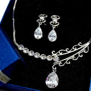 Teardrop Round Crystal Earring Curved Plating Necklace Set - Come4Buy eShop