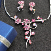 Light Rose Rosy Round Crystal Earring Necklace Set - Come4Buy eShop