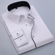 Men Long-Sleeved Shirt Business Casual Solid Color Professional Work Shirt