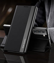 For Samsung Galaxy S21+ 5G Side Electroplated Magnetic Ultra-Thin Horizontal Flip Leather Case with