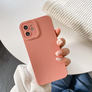 For iPhone 12 Straight-Edge Solid Color Liquid Silicone Shockproof Full Coverage Protective Case