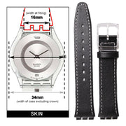 Laikrodžio apyrankė tinka Swatch Skin 16 mm natūralios odos pakeitimui