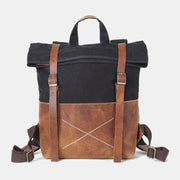 Men Canvas Backpack Retro Casual Patchwork Large Capacity Laptop Bag School Bag