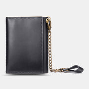 Men Genuine Leather Trifold RFID Blocking Antimagnetic Wallet Casual Short 6 Card Slot Card Holder Coin Purse