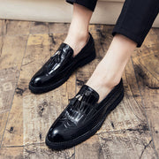 Leather Soft Bottom Tassel Pointed Toe Casual Business Men Dress Shoes