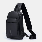 Men Oxford Large Capacity USB Charging Chest Bag Fashion Casual Wild Bus Card Pocket Design Crossbody Bag Shoulder Bag