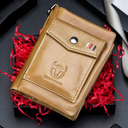 Ανδρικό πορτοφόλι από γνήσιο δέρμα με ανδρικό κοντό πορτοφόλι με θήκη κάρτας