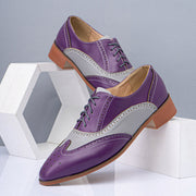 Pointed Toe Color Blocking Hollow Out Business Men Dress Shoes