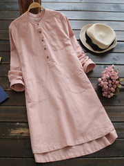Vintage Button Shirt Cotton Mini Dress