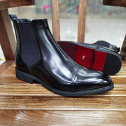 Black Chelsea Boots Red Sole Men Ankle Boots