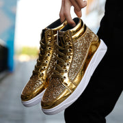 Боти до глезена Златни луксозни обувки с блясък
