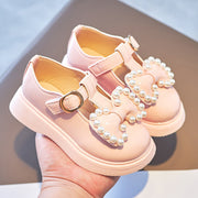 Bow Knot Pearls Beading Princess Shoes Kids