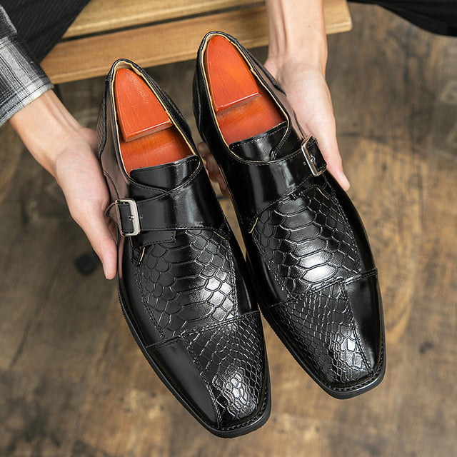 casual male dress shoes Casual Buckle Pointed Black Shoes Men Dress Shoes – Come4Buy eShop