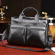 Business Briefcases Men Cowhide Leather Fit 14'' Laptop Bag