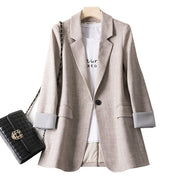 Módní obchodní kostkované obleky dámské pracovní kancelářské sako