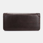 الرجال الرجعية طويلة Bifold محفظة جلدية حقيقية عادية 12 بطاقة فتحة حامل بطاقة المال كليب حقيبة صغيرة