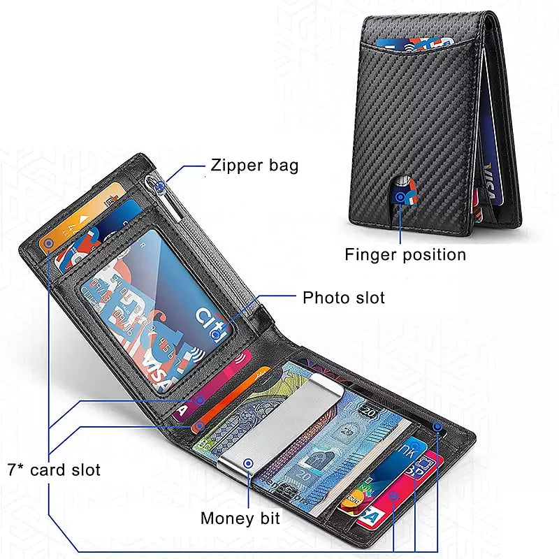C1804H1 RFID Carbon Fiber Wallet For Men -- Stylish, Secure, and Durable With Advance RFID Protection in Elegant Blue