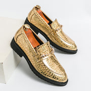 ჩვეულებრივი ოქროს ლოფერები, მოცურების ამოსუნთქვადი მამაკაცის ფეხსაცმელი