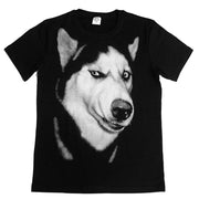 T-shirt husky Divertente che disprezzare gli occhi doge dio fastidioso cane manica corta nera