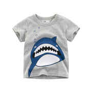 Tricou cu desene animate cu rechin pentru copii de vară pentru băiat