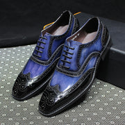 Classic Brogue Blue Oxford Leather Men Shoe